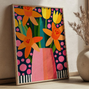 Affiche Vase de fleurs colorées Élégante Art floral