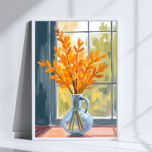 Affiche Vase de fleurs d'automne en aquarelle