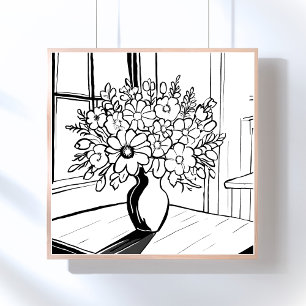 Affiche Vase de fleurs minimaliste moderne