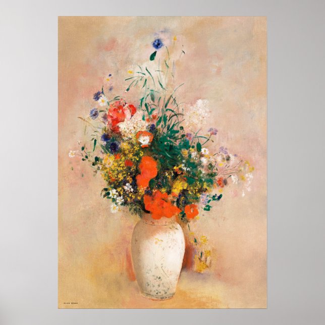 Affiche Vase de fleurs par Odilon Redon (Devant)