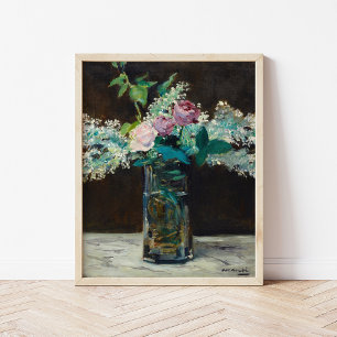 Affiche Vase de Lilacs blancs et Rose   Édouard Manet