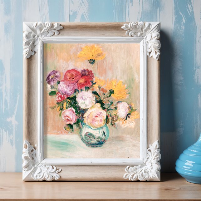 Affiche Vase De Roses Et Dahlias, Renoir (Créateur téléchargé)