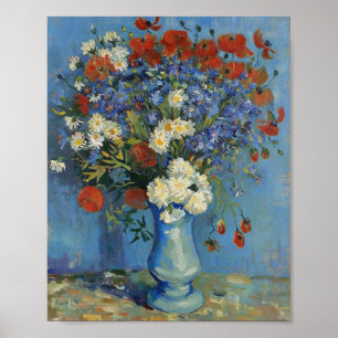 Affiche Vase de Van Gogh avec bleuets et coquelicots