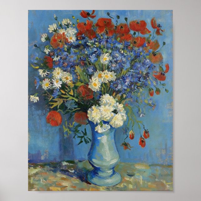 Affiche Vase de Van Gogh avec bleuets et coquelicots (Devant)