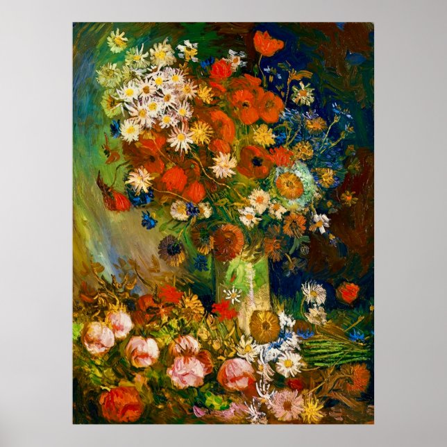 Affiche Vase de Van Gogh avec bleuets et coquelicots (Devant)