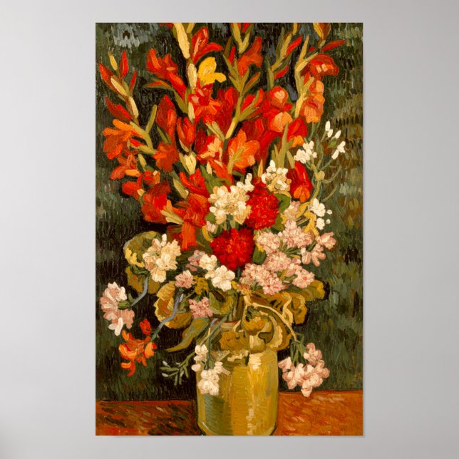 Affiche Vase de Van Gogh avec Glaïeuls et Œillets  (Devant)