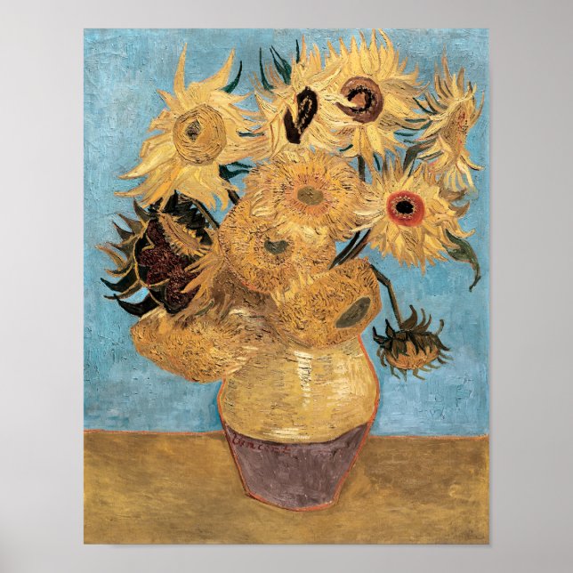 Affiche Vase de Vincent van Gogh avec douze tournesols (Devant)