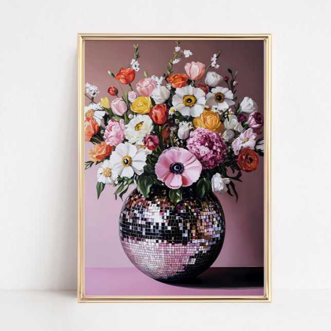 Affiche Vase disco avec fleurs (Créateur téléchargé)