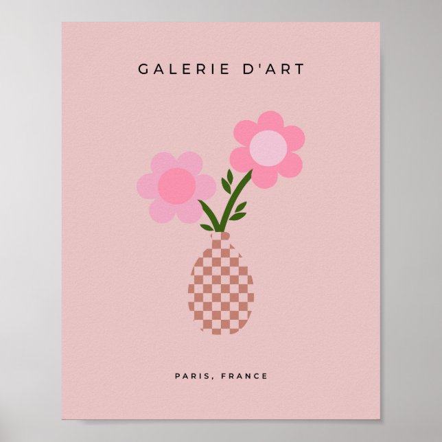 Affiche Vase Fleur Rose doux (Devant)