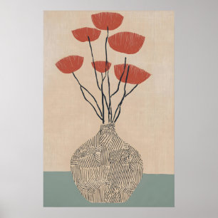 Affiche Vase Floral en Terracotta de Style Moderne du Mili