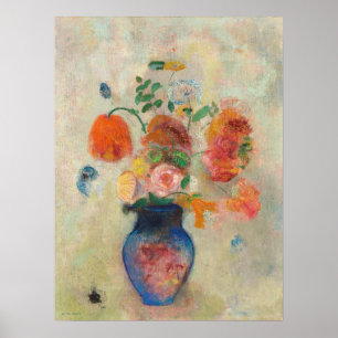 Affiche Vase large avec fleurs par Odilon Redon