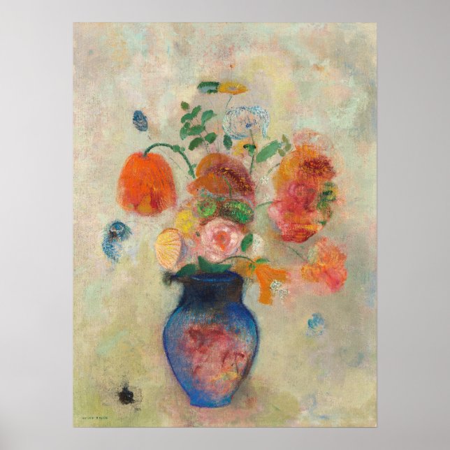 Affiche Vase large avec fleurs par Odilon Redon (Devant)