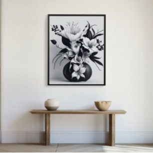 Affiche Vase minimaliste Rose d'encre Dessin élégant