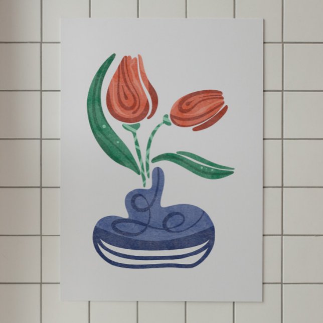 Affiche Vase moderne avec tulipes | Floral Still Life Art (Créateur téléchargé)
