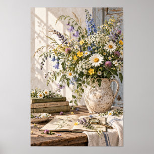 Affiche Vase mural d'étude botanique de fleurs sauvages vi