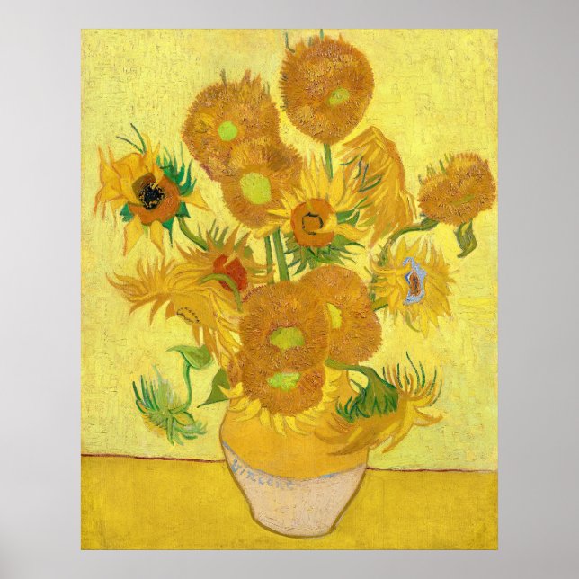 Affiche Vase with fifteen sunflowers by Vincent Van Gogh (Devant)