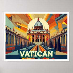 Affiche Vatican City Travel artistique coloré