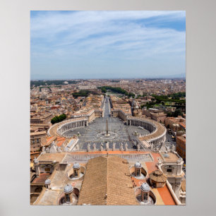 Affiche Vatican, Italie : vue aérienne de la place Saint-P