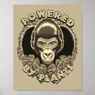 Affiche Vegan Gorilla - Propulsé Par Citation Plante