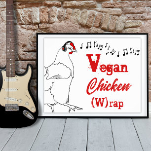Affiche Vegan poulet W rap musique drôle Citation