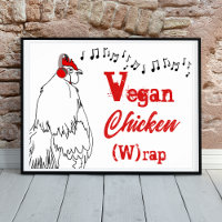 Vegan poulet W rap musique drôle Citation coq