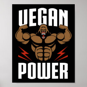 Affiche Vegan Power - Exercice Gorilla Et Gym Bodybuilding