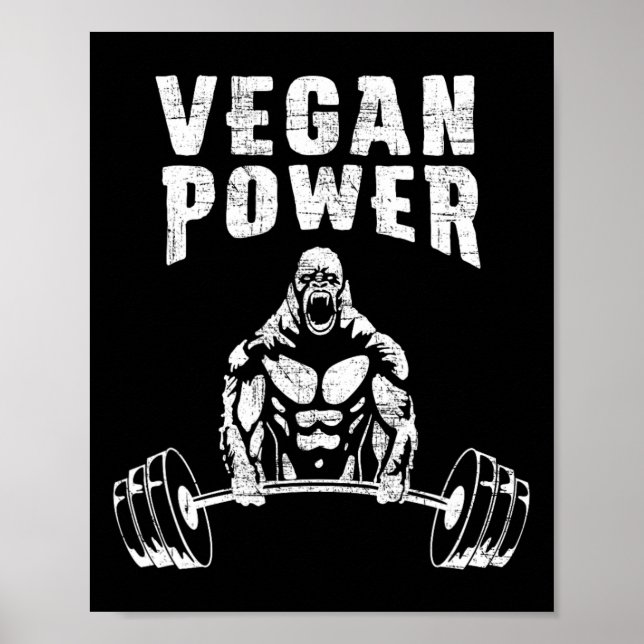 Affiche Vegan Power Gorilla Bodybuilding Gym Working Desig (Devant)