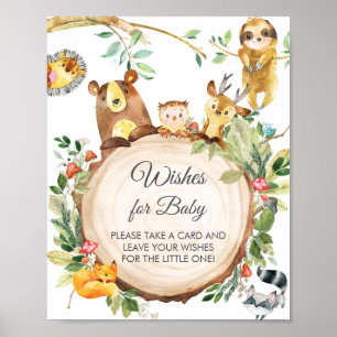 Affiche Végétal Bois Animaux Voeux pour bébé Signal