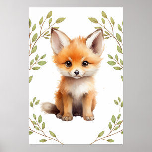 Affiche Végétal Fox Woodland Animals Nursery