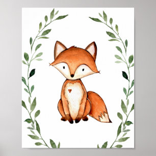 Affiche Végétal Fox Woodland Animaux Nursery Wall Art