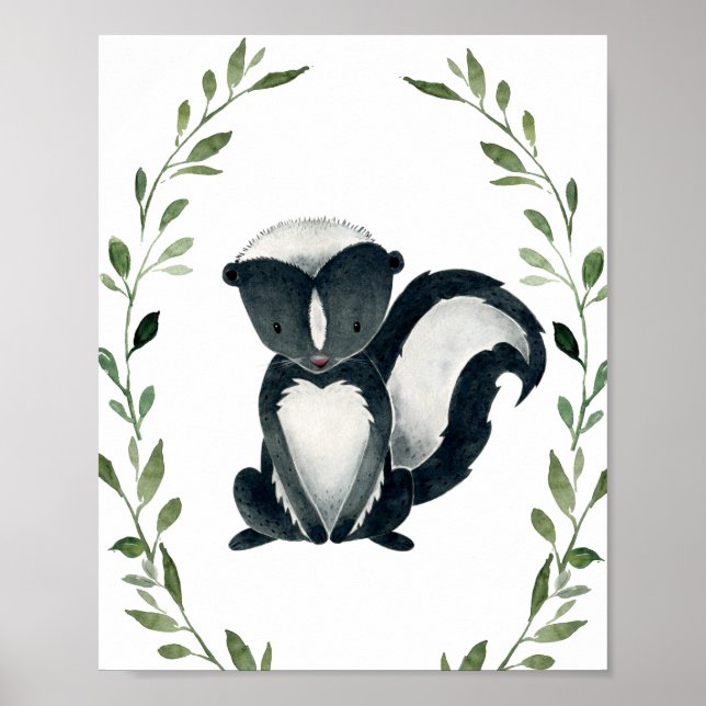 Affiche Végétal Skunk Woodland Animaux Nursery Wall Art (Devant)