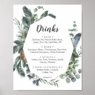 Affiche Végétation d'hiver Boissons Mariages Menu Signer