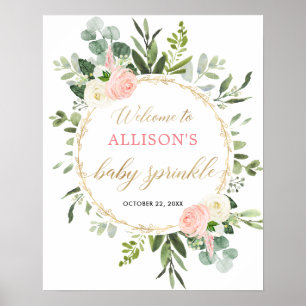 Affiche Végéty rose or fille bébé arroser signe de bienven
