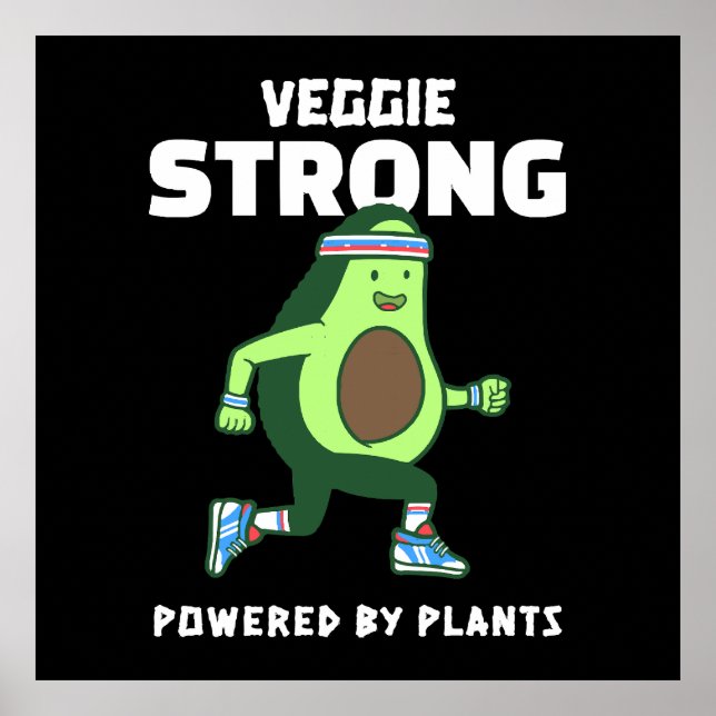 Affiche Veggie Strong, Alimenté par les plantes (Devant)