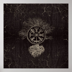 Affiche Vegvisir et arbre de la vie - Yggdrasil