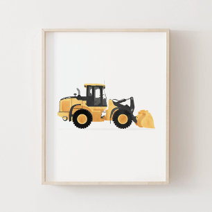 Affiche Véhicule de construction chargeur frontal jaune dé
