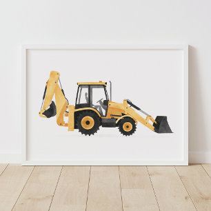 Affiche Véhicule de construction chargeuse-pelleteuse à do