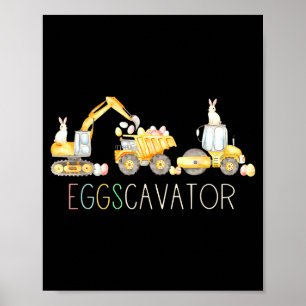 Affiche Véhicule de construction Eggs Cavator Joyeux jour 