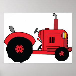 Affiche Véhicule tracteur de ferme rouge