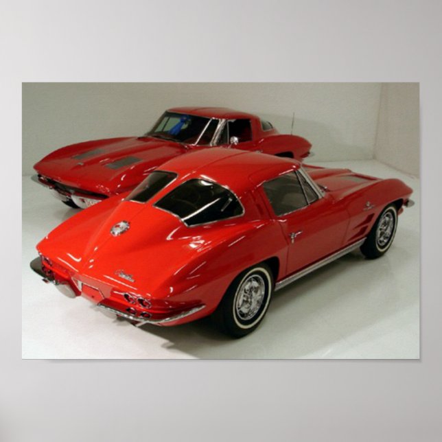 Affiche Véhicules classiques de fenêtre fractionnée (Devant)