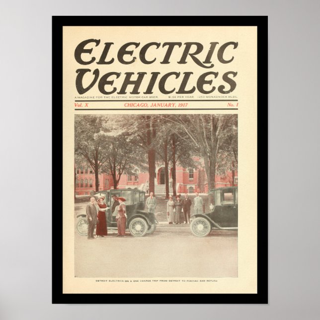 Affiche Véhicules électriques Automobiles Vintage (Devant)
