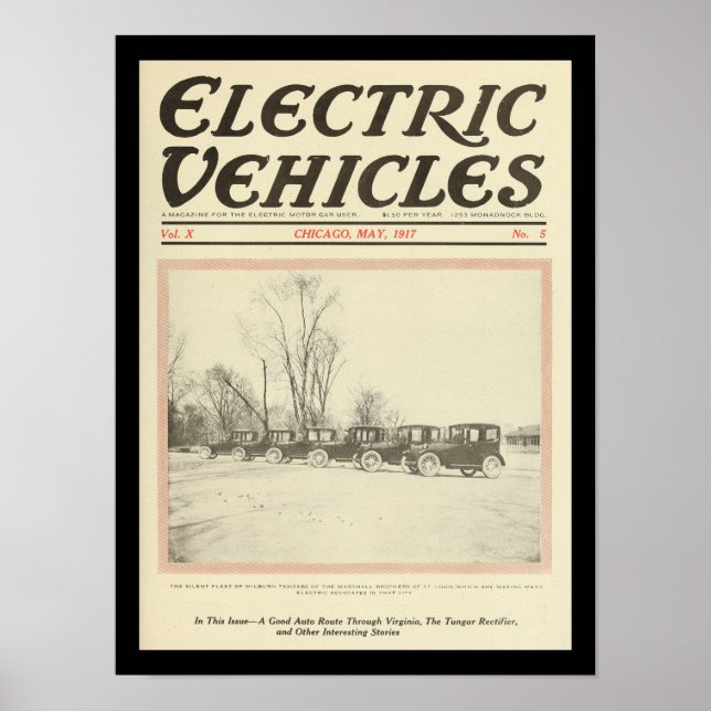 Affiche Véhicules électriques Automobiles Vintage Imprimer (Devant)