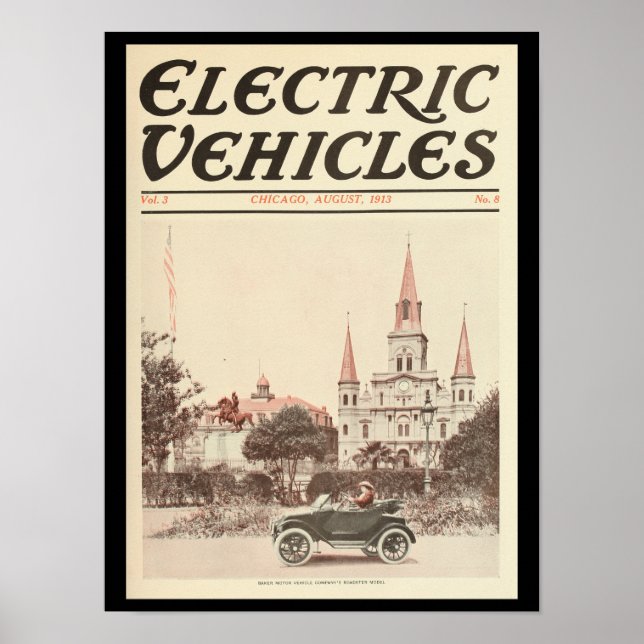 Affiche Véhicules électriques Automobiles Vintage Imprimer (Devant)