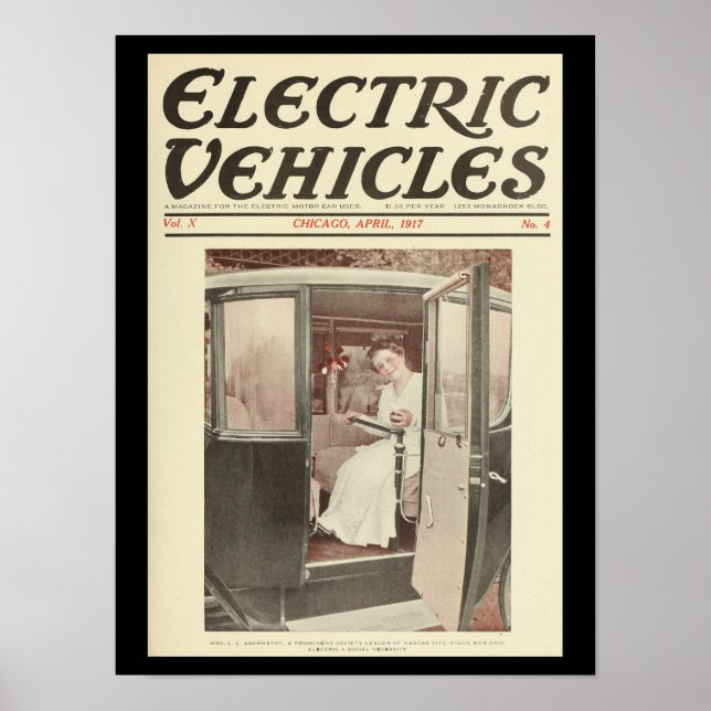 Affiche Véhicules électriques Automobiles Vintage Imprimer (Devant)
