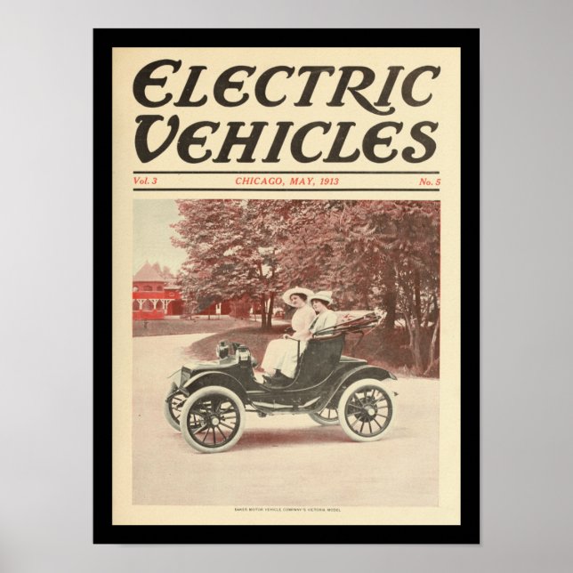 Affiche Véhicules électriques Automobiles Vintage Imprimer (Devant)
