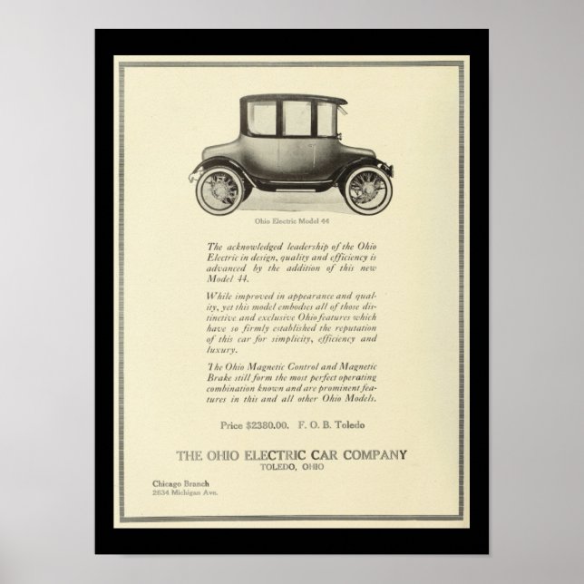 Affiche Véhicules électriques Automobiles Vintage Imprimer (Devant)