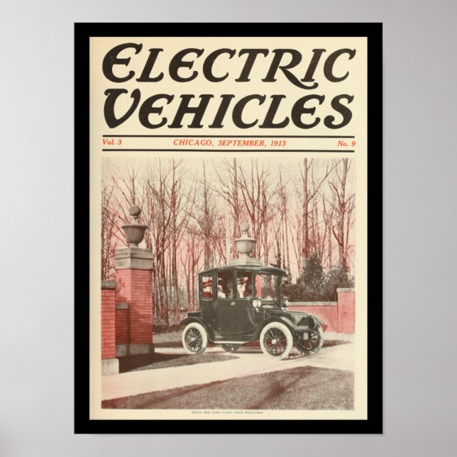 Affiche Véhicules électriques Automobiles Vintage Imprimer (Devant)