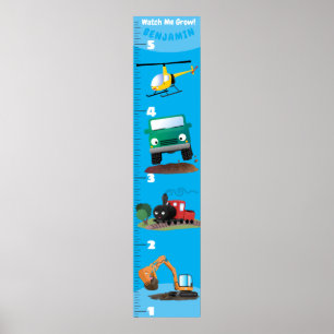 Affiche Véhicules mignons graphique de croissance de dessi