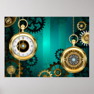 Affiche Veille bijoux Steampunk sur un Arrière - plan vert