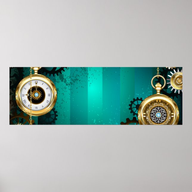 Affiche Veille bijoux Steampunk sur un Arrière - plan vert (Devant)